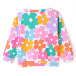 Babyhug 100% Cotton Full Sleeves Sweatshirt With All Over Floral Print - White image 2