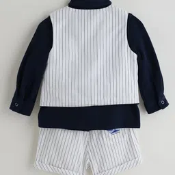 One Friday Cotton Knit Full Sleeves Striped 3 Piece Party Suit Set - Multi Colour image 3