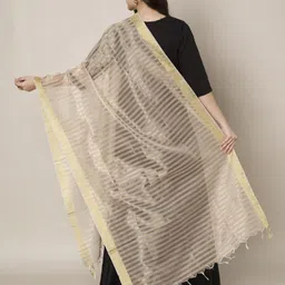 MUFFLY Striped Cotton Silk Dupatta image 2