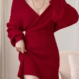 bebe Women Striped Off-Shoulder Wrap Mini Dress-picture-27