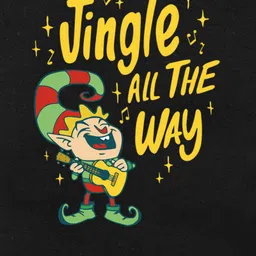 FFlirtygo Christmas Theme Cotton Half Sleeves Jingle All The Way Printed T-Shirt - Black image 4