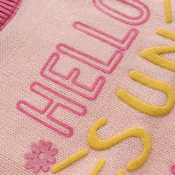 Wingsfield Full Sleeves Hello Sun Shine Text Printed Sweater - Pink image 3