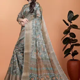 you shop we ship Ethnic Motifs Silk Blend Handloom Saree image 4