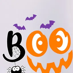 BLUSHES 100% Cotton Knit Halloween Theme Half Sleeves Boo Text Printed Tee - White image 5