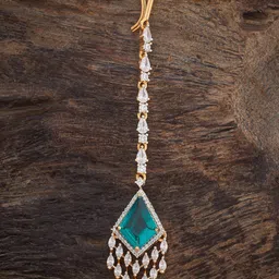 Kushal's Fashion Jewellery Rhodium-Plated Zircon Studded Maang Tikka Head Jewellery-picture-32