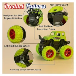 Amitasha Pack of 2 Monster Truck Friction Powered Car Toys 360° Stunt Cars Pullback Action Durable High-Density Alloy image 5