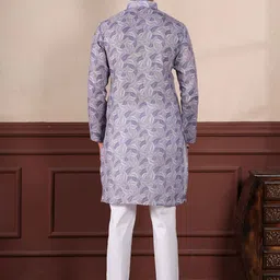 Koshin Abstract Printed Mandarin Collar Linen Straight Kurta image 3