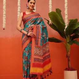 Silk Land Hyderabadi Double Ikat Patola Soft Silk Saree with Tassels-picture-26