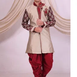Desibutik Embroidered Mandarin Collar Sherwani image 4