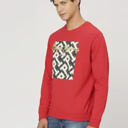 Pepe Jeans Classic Red Cotton Regular Fit Printed Sweatshirt image 3