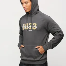 Pepe Jeans Thunder Grey Cotton Regular Fit Printed Hooded Sweatshirt image 3