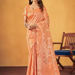 Saree Mall Peach Woven Sarees With Unstitched Blouse-picture-35