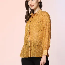 SELVIA Mustard Printed Shirt image 3