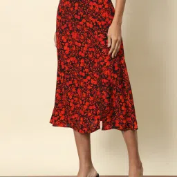 Trend Arrest Red & Black Floral Print Skirt image 3