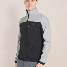 U.S. Polo Assn. Black Regular Fit Colour Block Wind Cheater image 3