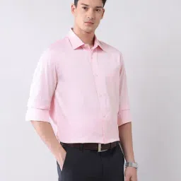 AD by Arvind Pink Regular Fit Self Shirt image 3