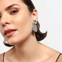 Sohi Gold Plated Party Designer Stone Drop Earrings image 3