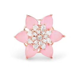 Zaveri Pearls Pink Dazzling Cubic Zirconia Party Bling Statement Brass Ring-ZPFK16109 image 3