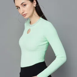 Code by Lifestyle Green Striped Top image 3