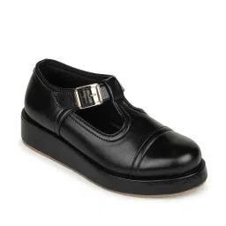 Shezone Women's Black Ankle Strap Wedges image 3