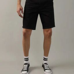 American Eagle Outfitters Black Cotton Regular Fit Denim Shorts-picture-1
