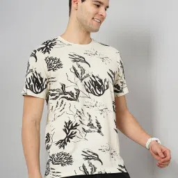 celio celio* Off White Regular Fit Printed Crew T-Shirt image 3