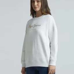 Pepe Jeans White Cotton Embellished Sweatshirt image 3