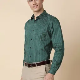 allen solly Men Green Slim Fit Print Full Sleeves Formal Shirts image 3
