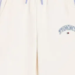 Tommy Hilfiger Cream Cotton Relaxed Fit Logo Printed Joggers image 3