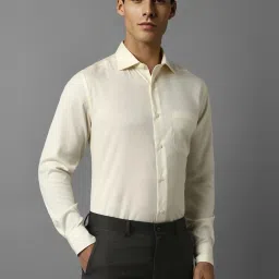 Louis Philippe Light Yellow Cotton Regular Fit Shirt image 3