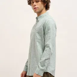 The Bear House Green Cotton Slim Fit Solid Shirt image 3