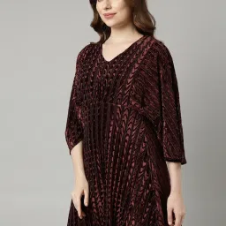 showoffff SHOWOFF Brown Self Design Fit & Flare Dress image 3