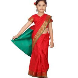Aarika Kids Red Solid Saari-picture-49