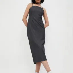 Ginger by Lifestyle Grey Striped Midi Dress-image-26