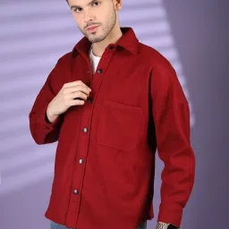 Chkokko Maroon Relaxed Fit Solid Shackets image 3