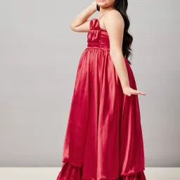 StyloBug Girls Red Solid Dress image 3