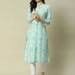 Rangriti Green Printed Straight Kurta-image-64