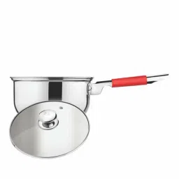 Goodhomes Silver & Red Steel 17.7 cm Saucepan with Lid (1.7 L) - Set of 1-picture-10