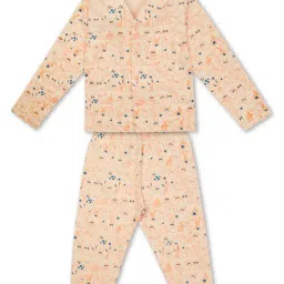 Todd N Teen Kids Peach Printed Shirt with Pyjamas-image-1