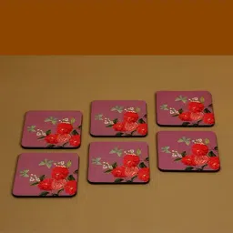 ICRAFT Lilac Haze Series Purple & Beige Mdf Coaster - Set of 6-image-39