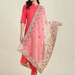 Dupatta Bazaar Beige Zari Work Dupatta-picture-35