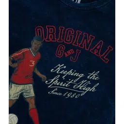 Gini & Jony Kids Navy Printed Full Sleeves T-Shirt image 3