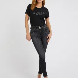 Guess Black Cotton Print Short sleeve T-Shirt image 3