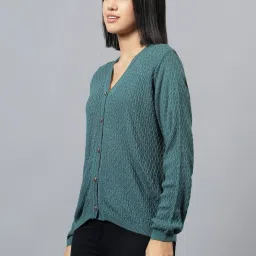 Cantabil Green Jacquard Full Sleeves Sweaters image 3