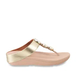 FitFlop Women's Gold T-Strap Wedges-image-71