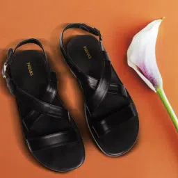 planet paaduks Paaduks Men's Black Cross Strap Sandals-picture-25