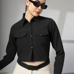 CHKOKKO Black Wool Solid Full Sleeves Jacket image 3