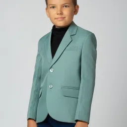 Kids Island Boys Green Solid Blazer image 3