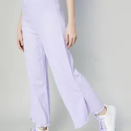 Ginger by Lifestyle Purple Self Pattern Flared Pants image 3