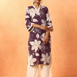Jaipur Kurti Purple Pure Cotton Embroidered Kurta-image-18